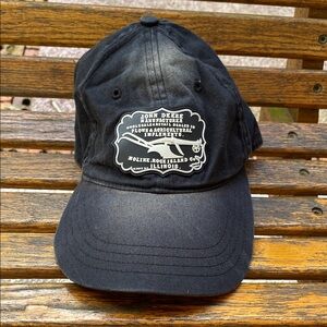 John Deere Black Vintage faded Hat adjustable back strap cap